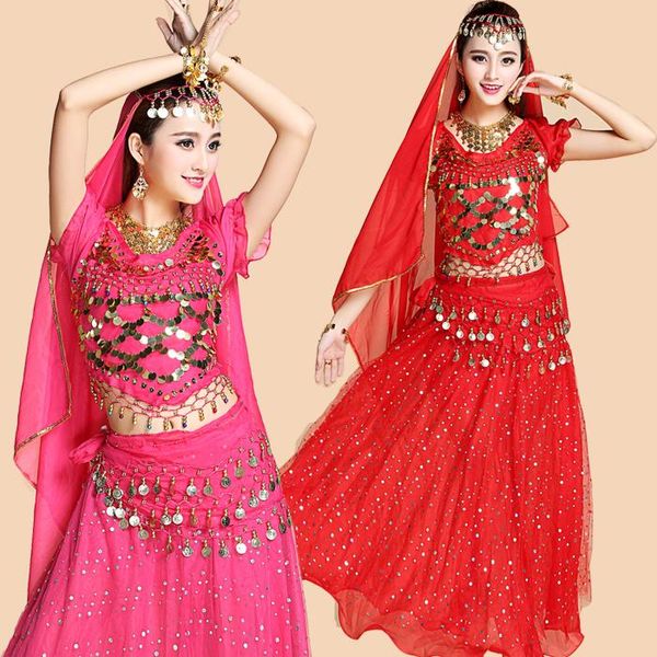 

4pcs sets woman performance belly dance costume tribal gypsy egypt bellydance costumes for women india dancing dress stage wear, Black;red