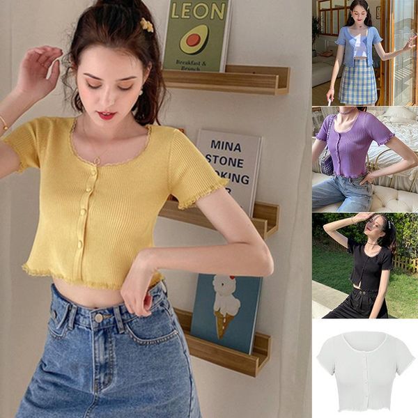 

women's t-shirt summer fashion lace cardigan thin short slim top, White