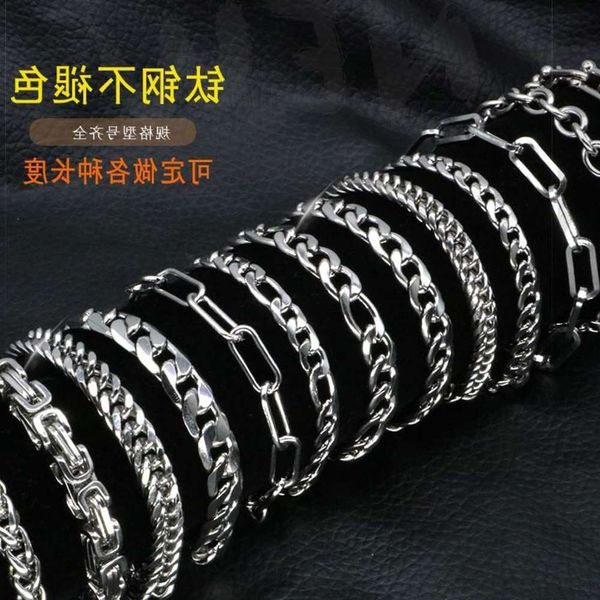 

hand catenary aggressive hip hop titanium fashion and women's color ancient silver stainless steel bracelet, Golden;silver