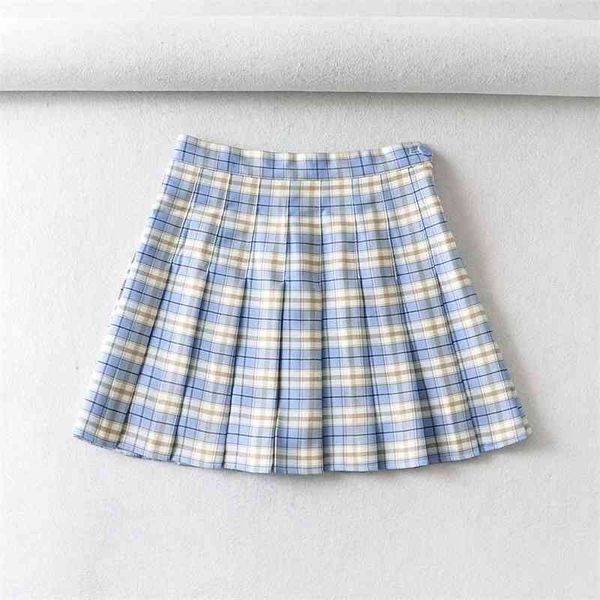 

summer high waisted skirt mini vintage woman skirts elegant pleated plaid skirts womens 2021 kawaii skirts korean, Black