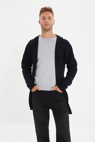 

men's sweaters trendyol male regular hooded temporary shed knitwear cardigan tmnaw22hi0215, White;black
