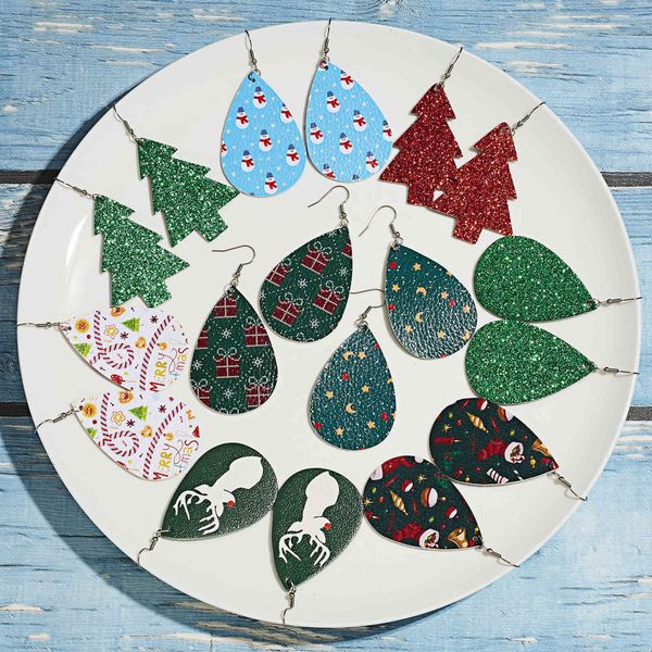 

christmas new leather earrings halloween funny water drop earrings