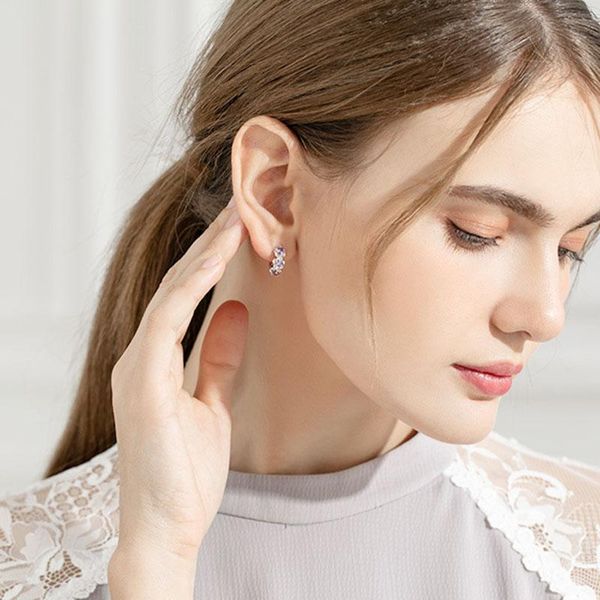 

hoop & huggie sweet romantic flower ear buckle for women korean girl fashion birthday earring small round earrings jewelry gift, Golden;silver