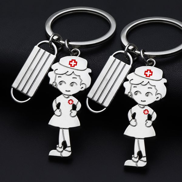 

keychains mask anti epidemic keychain pendant beauty nurse creative trinkets, Silver