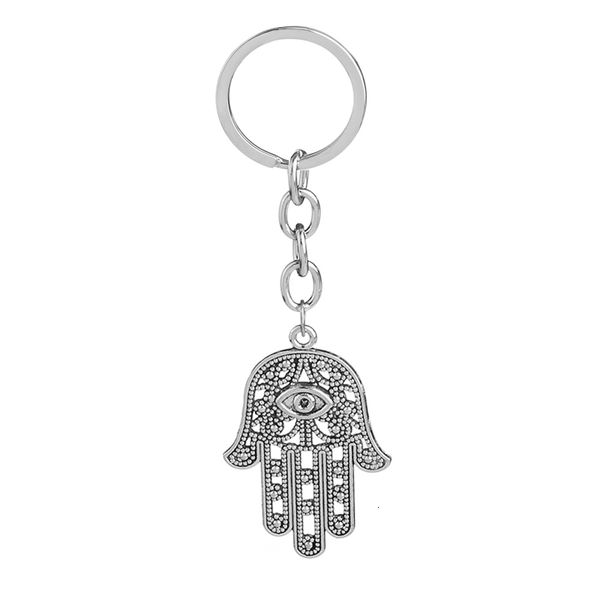

hamsa yoga buddha menhdi ganesh hand of fatima evil eye pewter pendant chains fashion key ring, Slivery;golden