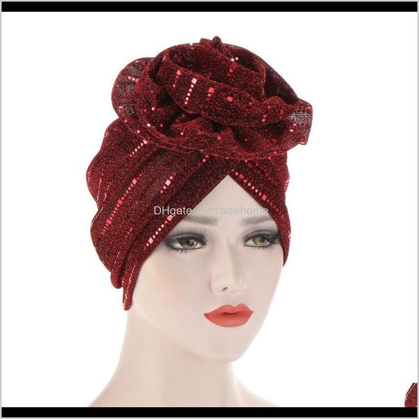 Beanie/Skull Cappelli Berretti Cappelli, guanti Fashion Aessories Drop Delivery 2021 Style Turban Pearl India Cap Hat Hijab Sciarpa islamica musulmana Sciarpa