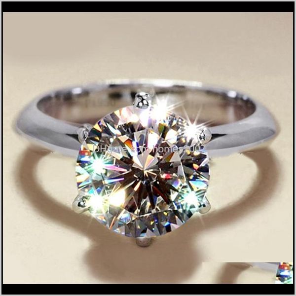 

jewelry1ct classic style 925 sterling sier ring diamond jewelry moissanite wedding party anniversary for women cluster rings drop delivery 2, Golden;silver
