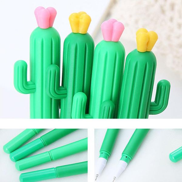 

2pc kawaii plant cactus gel pen creative soft glue stationery cute student exam writing signature office school supplies pens