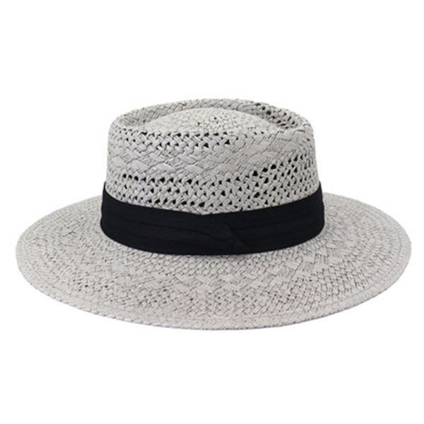 

summer hats woman wide brim blue white black band women hats straw sun protection beach outdoor fascinator panama women sun hat, Blue;gray