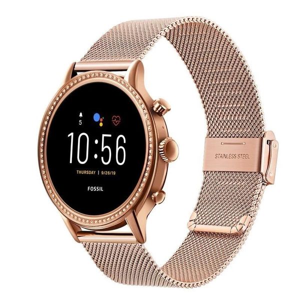 

watch bands 22mm width stainless steel band for q explorist hr gen 4 / 3 strap watchband wristband belt, Black;brown