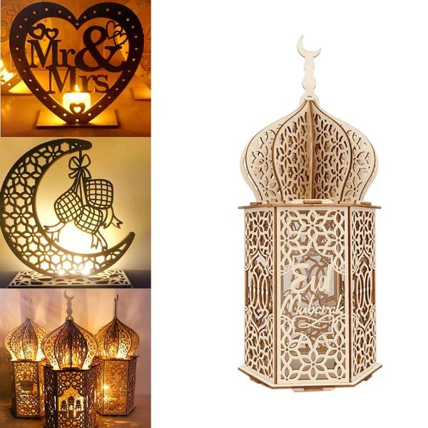 

muslim eid mubarak wooden lamp decoration lesser bairam desktable islamic party