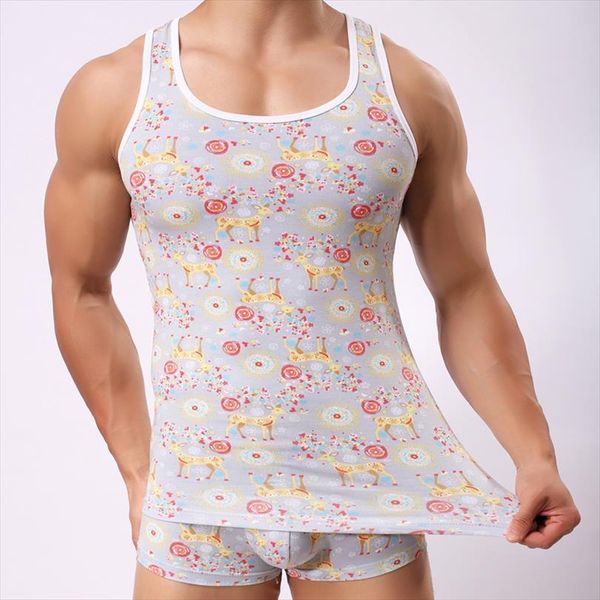 

mens vest bodybuilding clothing and fitness men undershirt print tank cotton christmass, White;black