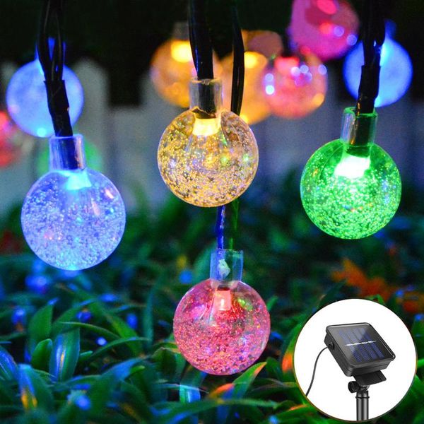 

lawn lamps home outdoor solar led garden light 6m 30 leds crystal ball string lights wall floor street fence night decor lamp