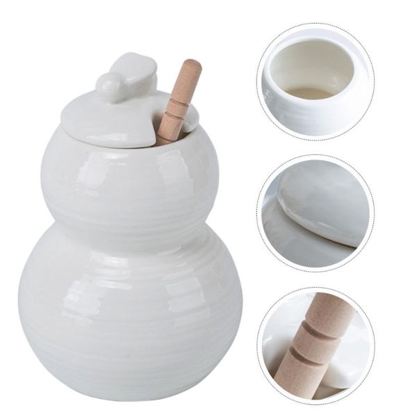 

1pc honey jar pot storage container can (white) spoons