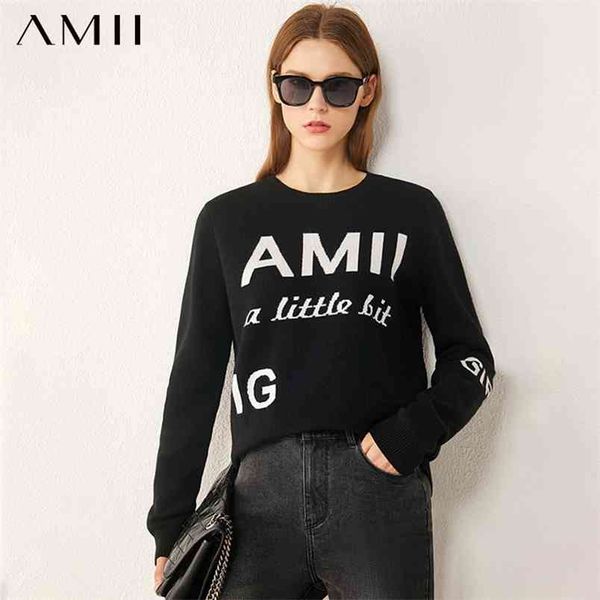 

minimalism autumn winter women's sweater causal oneck letter loose sweaters for women female pullovers 12040440 210527, White
