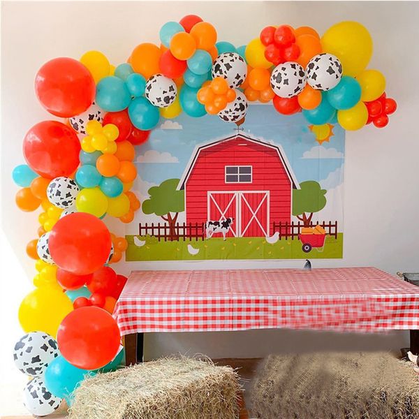 

farm theme party balloons garland kit arch chrome gold globos for baby shower boy new year 1st birthday wedding party decor