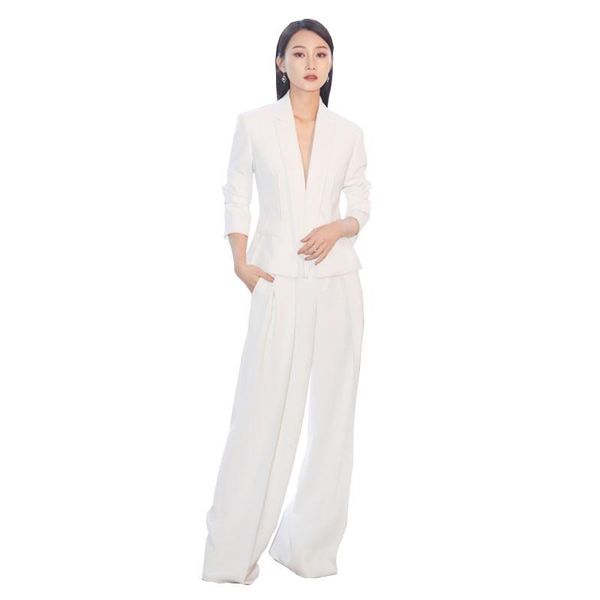 

women's two piece pants white suits business suit women fashion temperament long sleeve slim blazer and trousers office lady formal wor