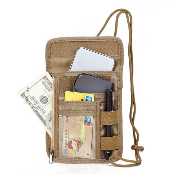 

card holders outdoor military fan chest hanging mobile phone key storage bag exhibition certificate multifunction sports tool, Brown;gray