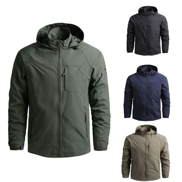 

men's jackets men outdoor hiking waterproof hooded windbreaker coat 2021 autumn casual jacket tactics military 5xl, Black;brown