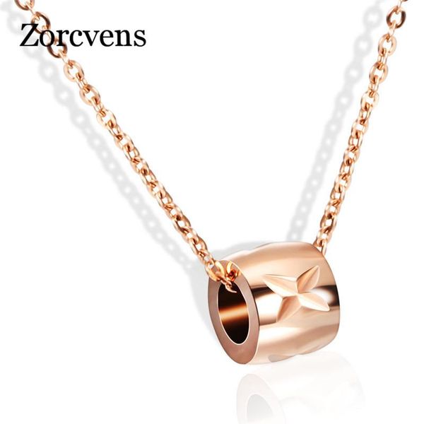 

pendant necklaces zorcvens bijoux femme rose gold stainless steel statement necklace women round luxury jewelry quality, Silver