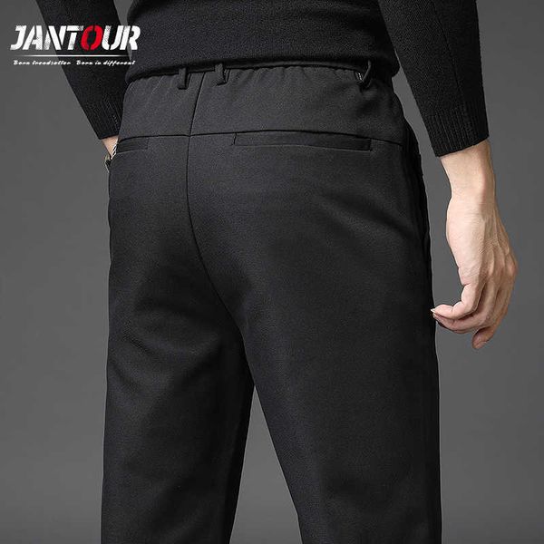 

jantour brand spring summer men's casual pants business black blue gray classics straight fashion thin trousers 28-38 210702