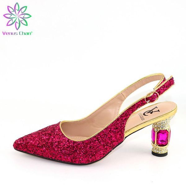 

dress shoes party pumps nigerian women wedding decorated with rhinestone 2021 summer women's high heels, Black