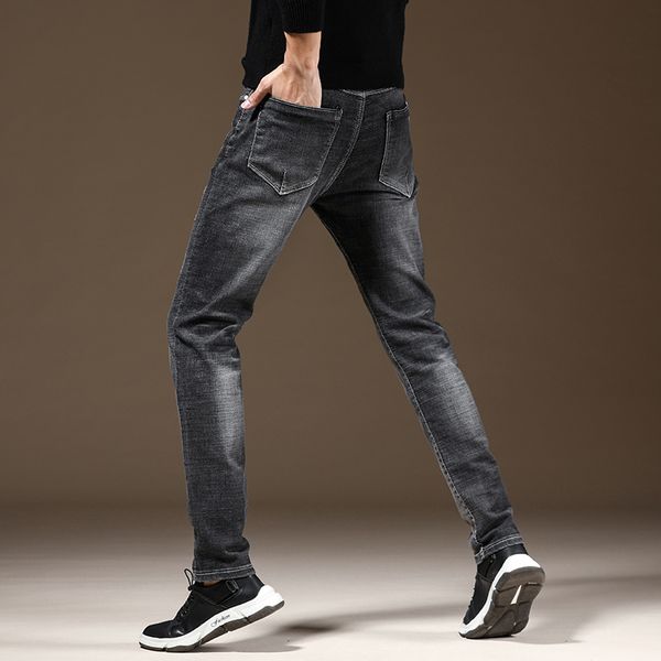 

men's pants autumn new men brand jeans black classic fashion denim skinny men's casual slim fit trousers reki