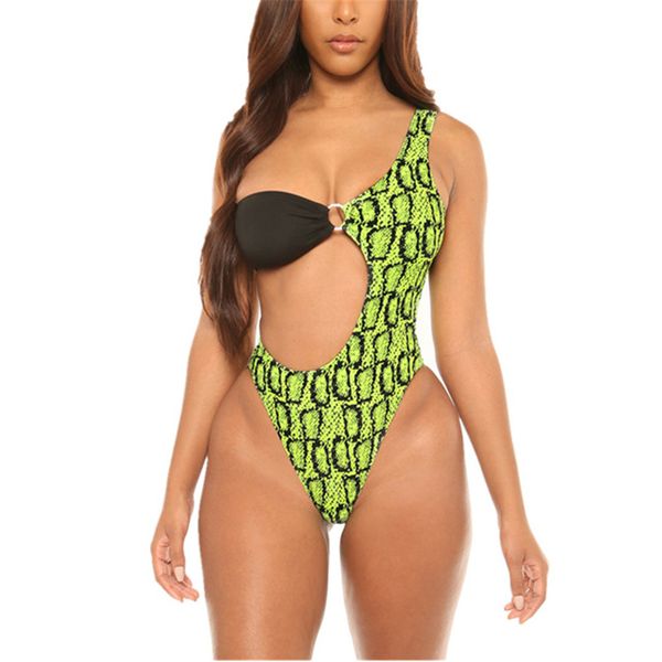 

new 2021 one shoulder cut out one piece swimsuit women swimwear female asymmmetrical bather bathing suit swim lady k2521