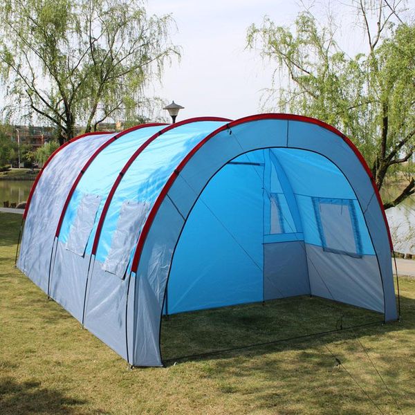 

tents and shelters large camping tent waterproof canvas fiberglass 5 8 people family tunnel 10 person equipment outdoor mountaineering party