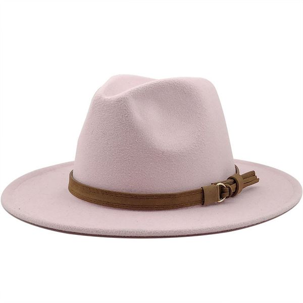 

ball caps cross-border simple church hat suede belt woolen british style fedora wide brim womens autumn and winter top, Blue;gray