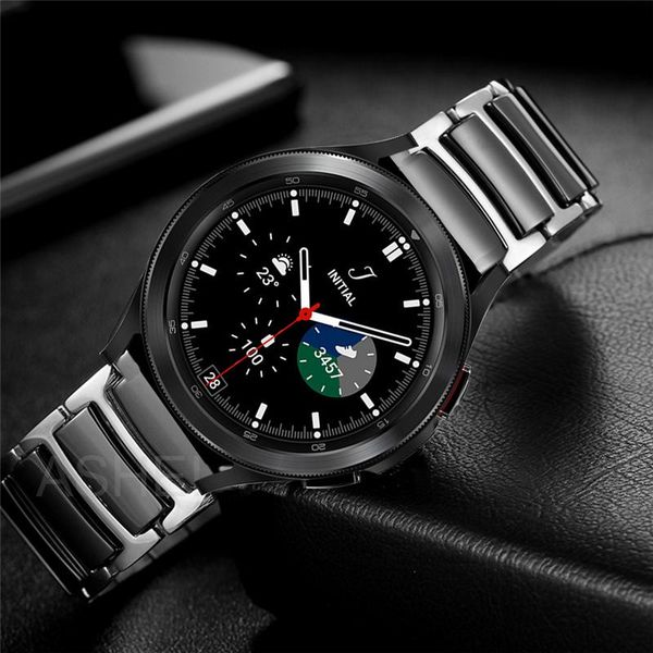 

watch bands 22mm 20mm for samsung galaxy 4 band 44mm 40mm classic 46mm 42mm 3 strap stainless steel ceramic bracelet, Black;brown