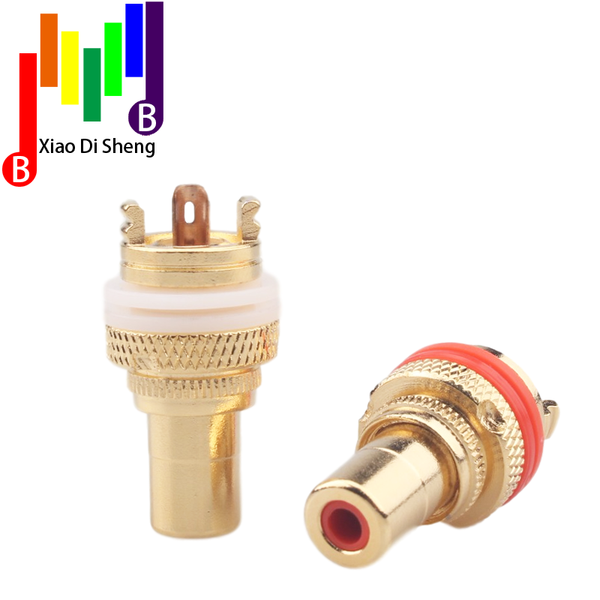

smart power plugs 4pcs rca audio connector female socket chassis gold plated connectors jack copper plug amp hifi white red