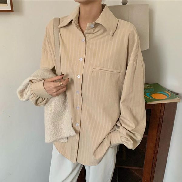 

women's blouses & shirts plus size striped 2021 spring summer casual loose blouse long sleeve blusas mujer, White