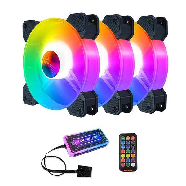

fans & coolings coolmoon computer case cooling fan 14cm silent glow + standard controller deskrgb cpu pc (3 pcs)