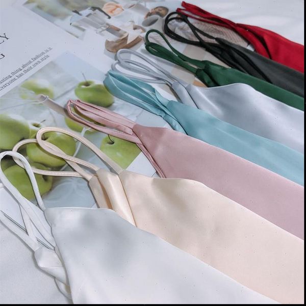 

korean silk v women cami neck satin elegant sleeveless white halter plus size