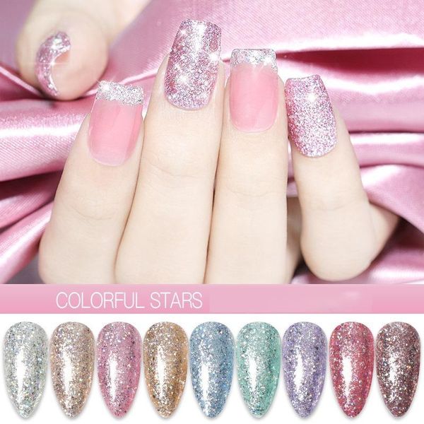 

shimmer gel polish nail varnish manicure lacquer long-lasting soak off led uv luminous art1, Red;pink