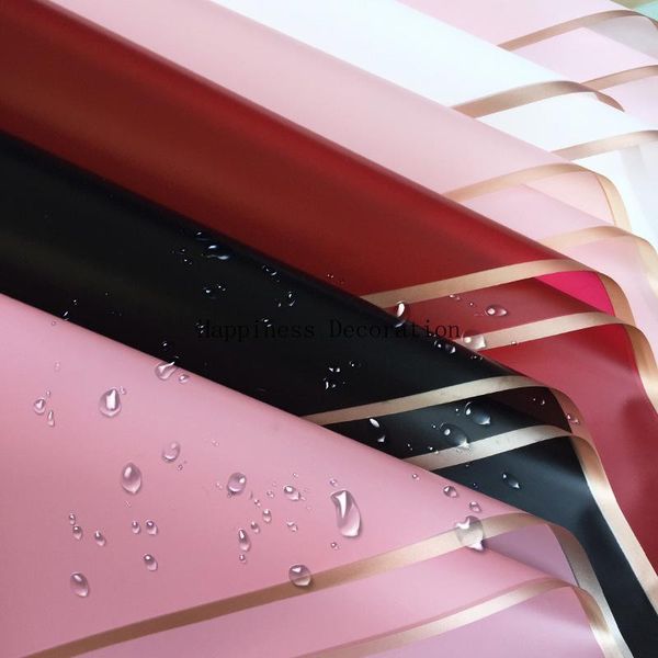 

gift wrap wholesale golden frame bouquet wrapping plastic paper waterproof valentin's day flower packaging material 20sheets/pack