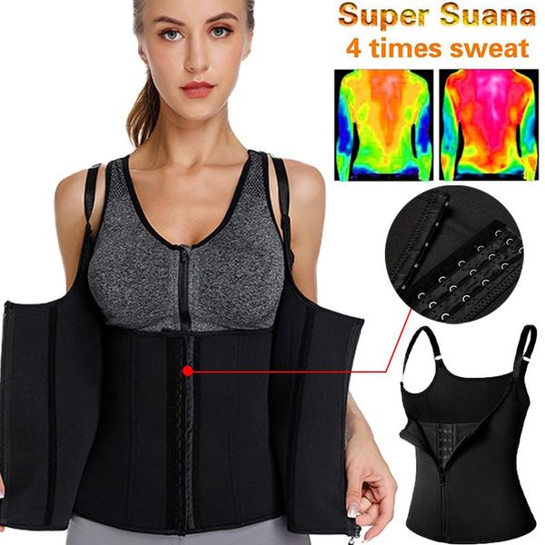 

women's shapers 2021 waist trainer push up vest tummy belly girdle body shaper cincher corset zipper adjustable slimming underwear, Black;white