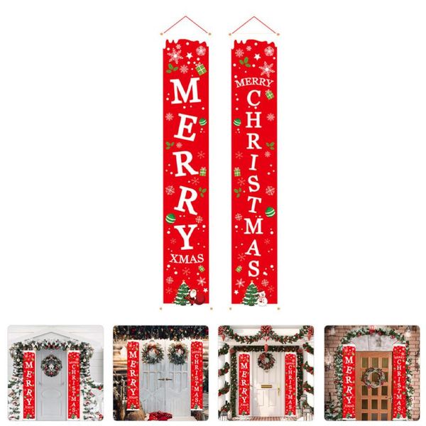 

curtain & drapes 1 pair christmas decorations red merry porch sign xmas hanging