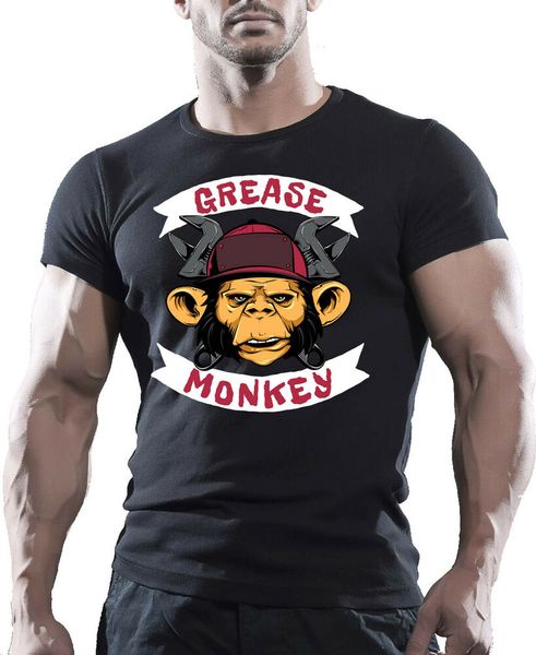 

grease monkey t-shirts - print men women casual short sleeve graphic tee, White;black