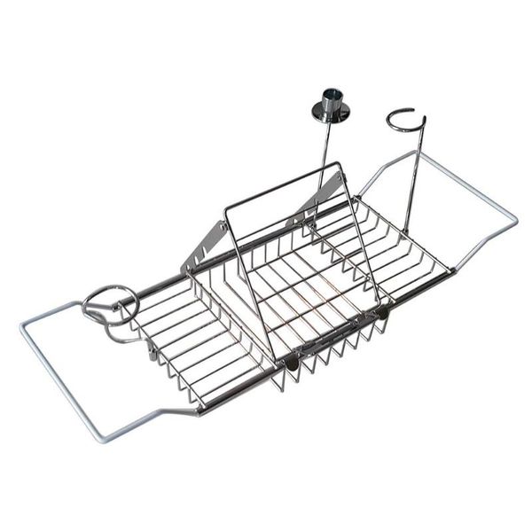 

hooks & rails stainless steel bathtub tray nonslip extendable spa storage rack wine tablet holder reading bathroom accessories