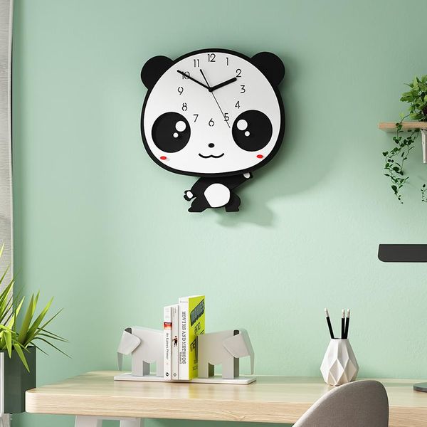 

wall clocks lovely panda anime silent acrylic large decorative pendulum clock modern design living room decoration watch sticker