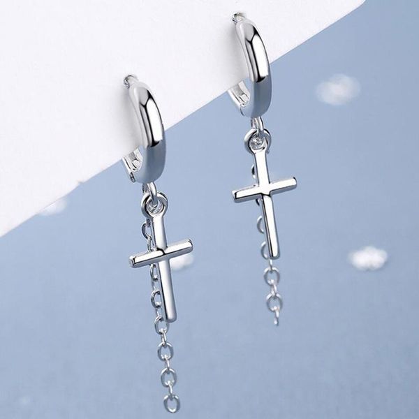 

hoop & huggie kofsac cross earrings jewelry for women silver color chain ear earring lady simple fashion anniversary gifts, Golden;silver