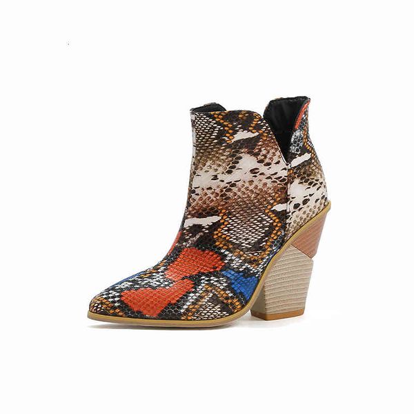 

sandals ankle boots women wedge high heels pointed toe western cowgirl female black blue pu leather shoes for ladies 0wxs