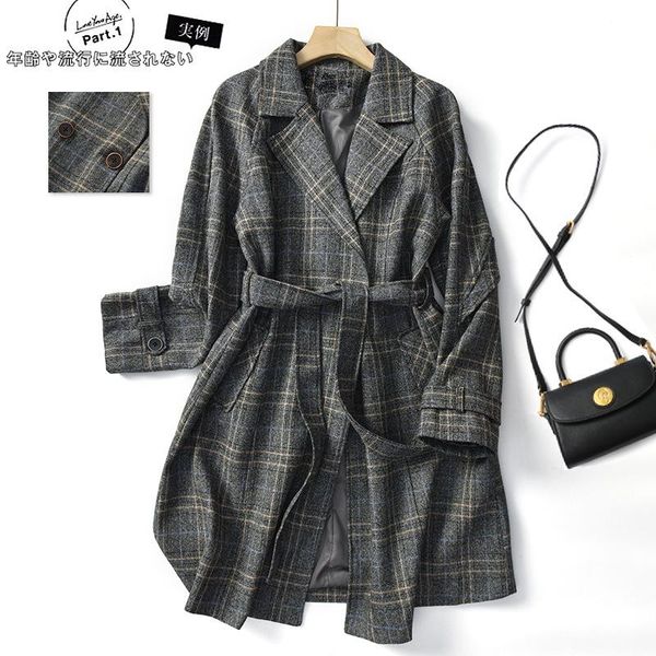 

women's wool & blends korean style woolen coat in autumn and winter 2021, Black