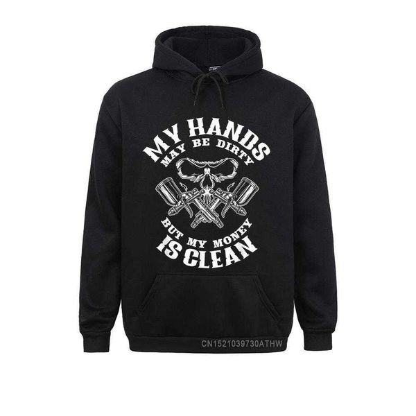 

my hands may get dirty, but my money is clean, painter's body, simple style, mother's day hoodie, men's sportswear, Black