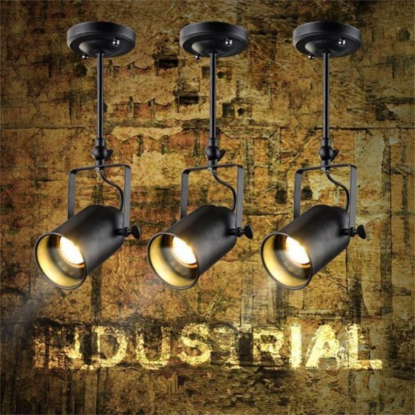 

loft vintage led track lights wrought iron ceiling lamps clothing bar cob spotlight industrial american style rod spot lighting
