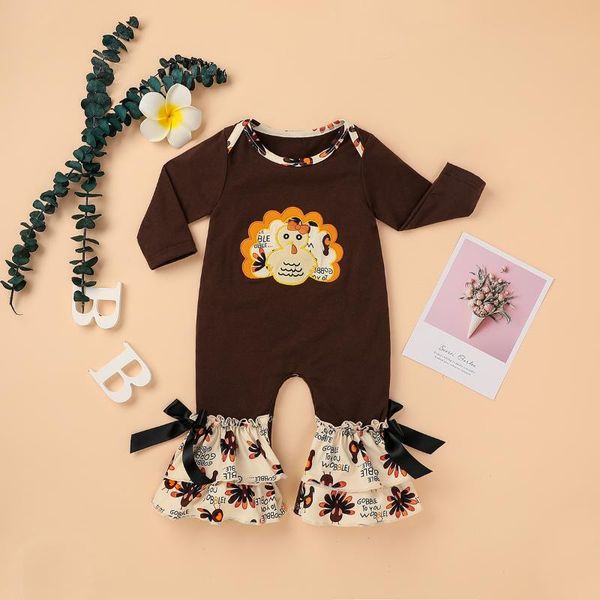 

jumpsuits baby & children's 0-12m born boys thankgiving rompers cartoon print long sleeve outfits, Blue