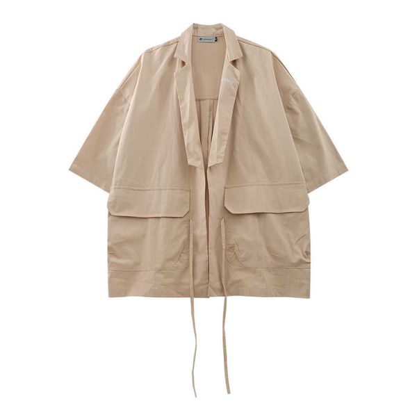 

fashion shirt trendy big pocket solid color work for men, White;black