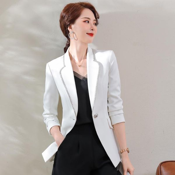 

women's suits & blazers 2021 women coat fashion casual white jacket ol styles fall winter for business work blaser outwear oversize, White;black